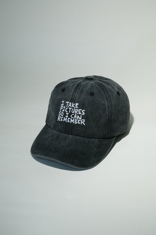 "I Take Pictures So I Can Remember" Cap in Black
