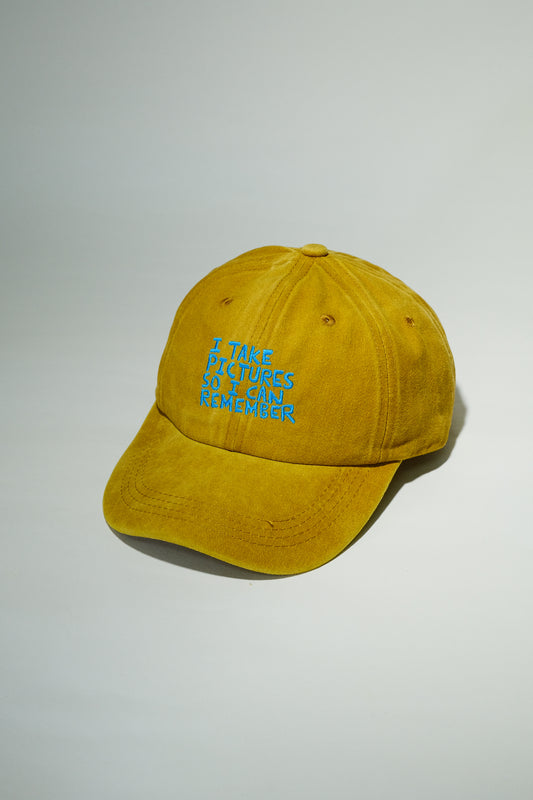 "I Take Pictures So I Can Remember" Cap in Yellow